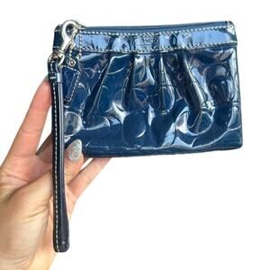 Coach Blue Leather Wristlet